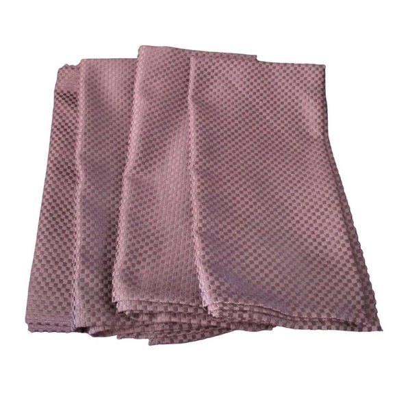 Cordoba Blackberry Woven Damask Check Polyester Blend Satin Napkins Four Vintage - Picture 1 of 8